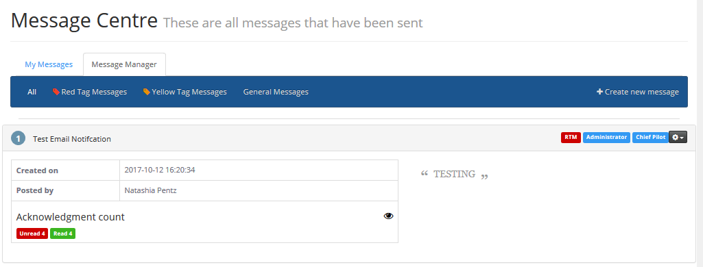 Message centre
